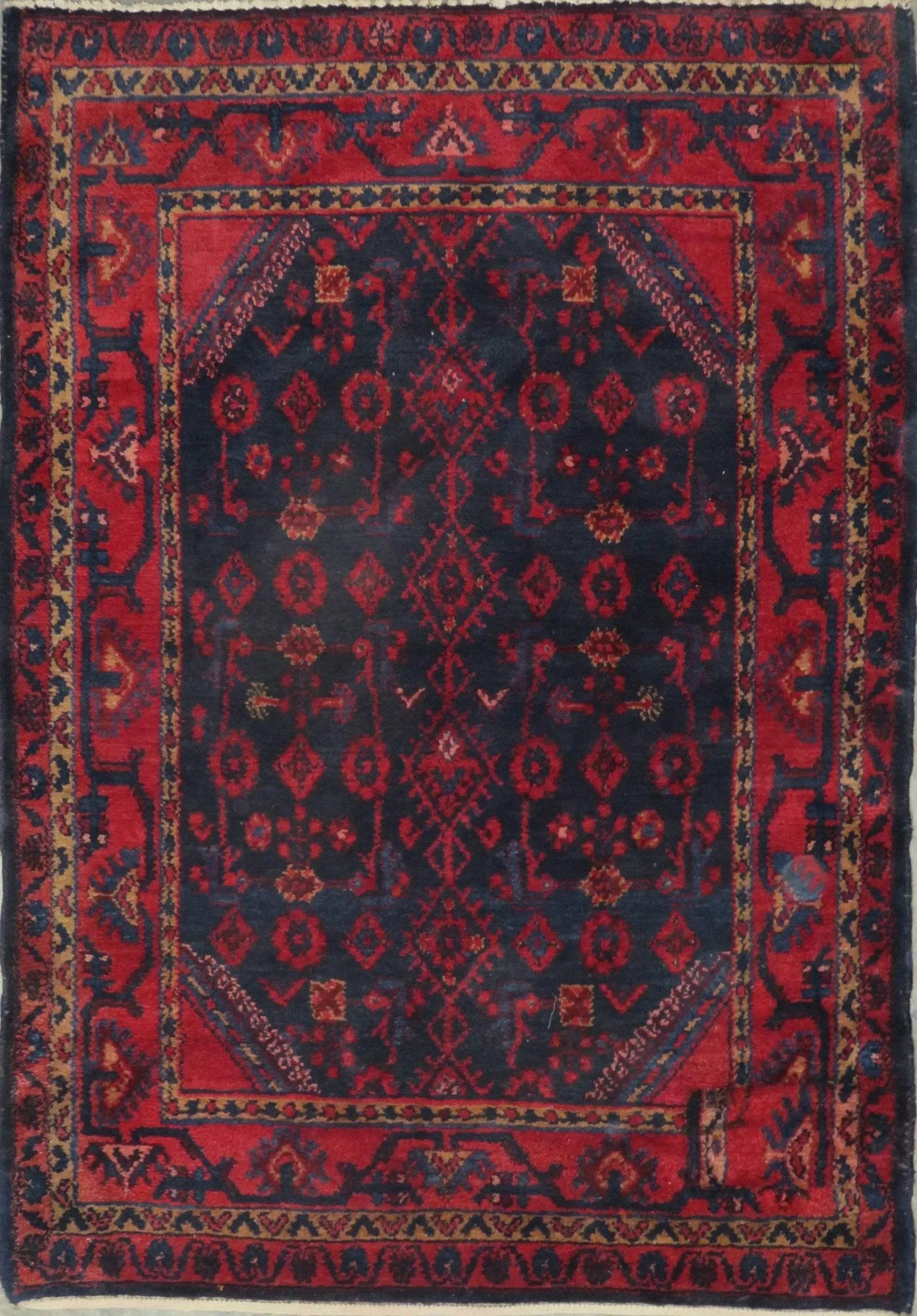 Hand-Knotted Persian Wool Rug _ Luxurious Vintage Design, 5'1" x 3'5", Artisan Crafted
